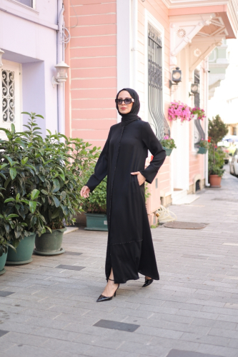 Alin Taşlı Ferace Siyah - 1005 - 8