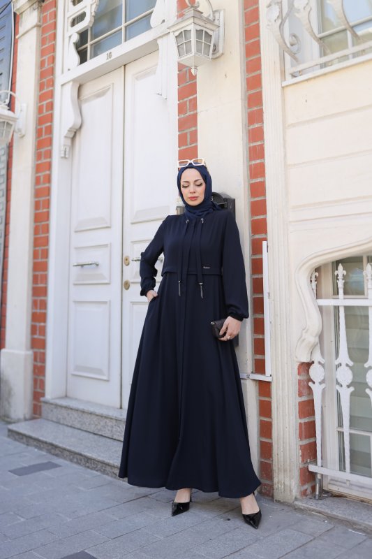 Allerli Kiloş Bağcıklı Ferace Lacivert - 9041 - 26