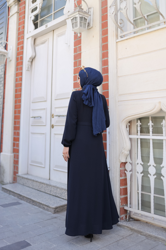 Allerli Kiloş Bağcıklı Ferace Lacivert - 9041 - 8