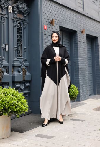 Almila Medine İpeği Elbise & Kimono Ekru - 1003 - 1