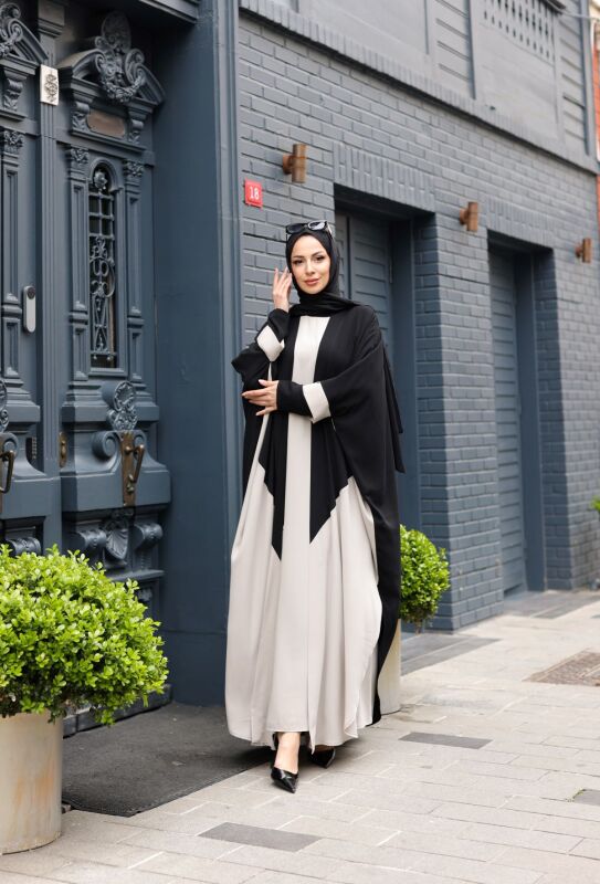 Almila Medine İpeği Elbise & Kimono Ekru - 1003 - 4