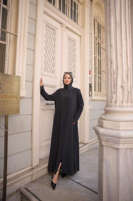 Anne Taşlı Nakışlı Füme -9005 - 1