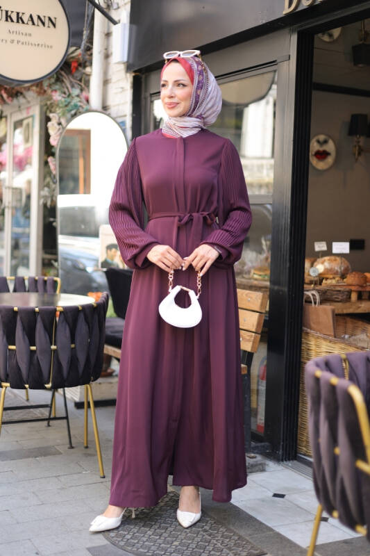 Aslım Abaya Bordo - 9034 - 2