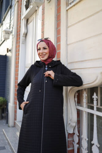 Asmin Kapitone Süet Kap Siyah – 422539 - Kadeem Giyim (1)