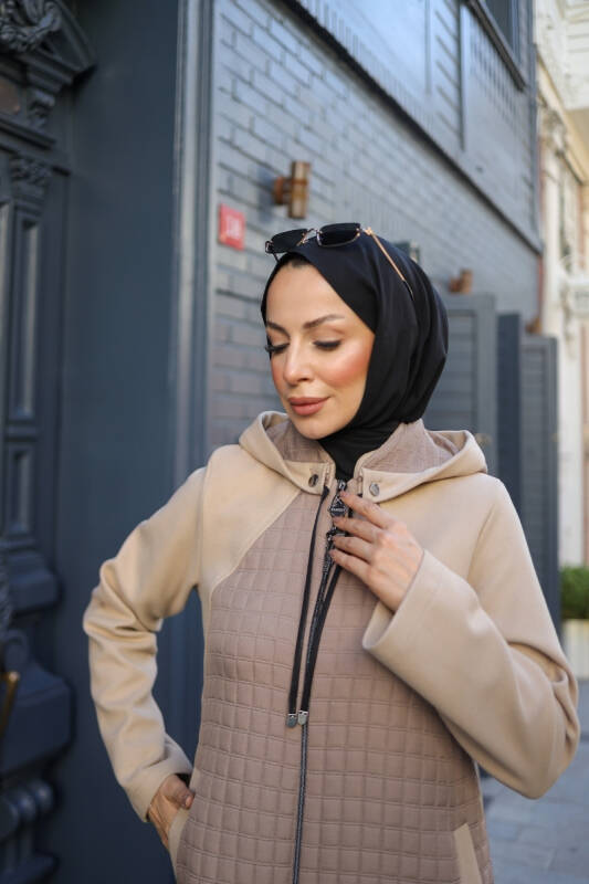 Asmin Kapitone Süet Kap Vizon – 422539 - 2