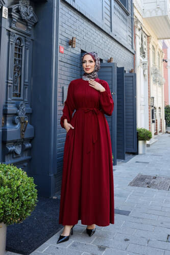 BAHAR ELBİSE & Bordo - 2408 - Kadeem Giyim (1)