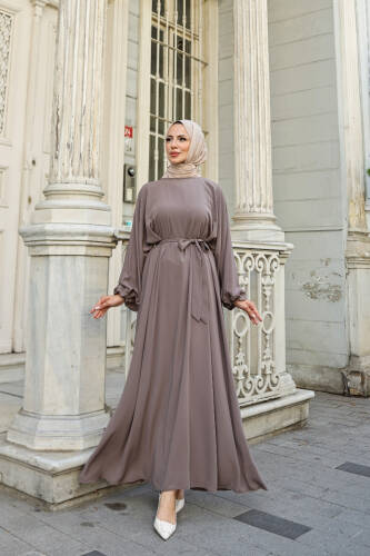 Balon kol lastikli standart elbise Vizon - 9021 