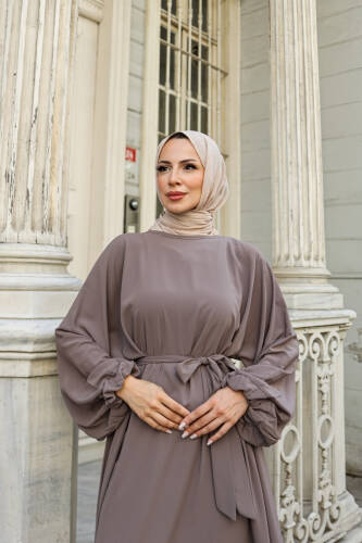 Balon kol lastikli standart elbise Vizon - 9021 - 3