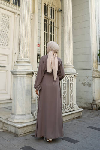 Balon kol lastikli standart elbise Vizon - 9021 - 5