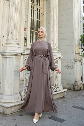 Balon kol lastikli standart elbise Vizon - 9021 - 7