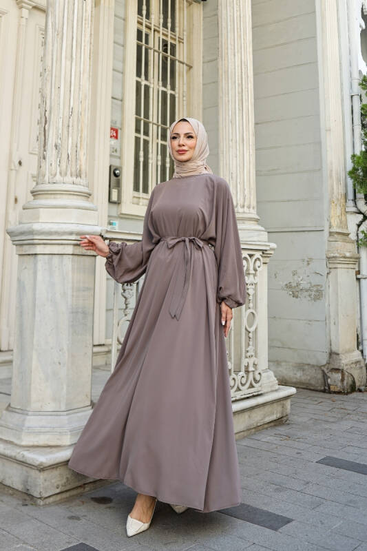 Balon kol lastikli standart elbise Vizon - 9021 - 8