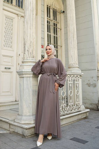 Balon kol lastikli standart elbise Vizon - 9021 - 9