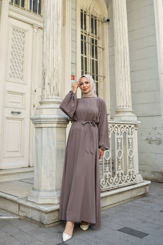 Balon kol lastikli standart elbise Vizon - 9021 - 10