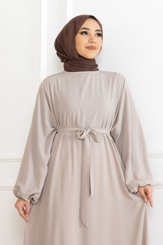 Balon kol standart elbise Taş - 9021 - 3