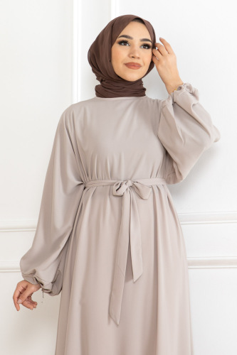 Balon kol standart elbise Taş - 9021 - 4