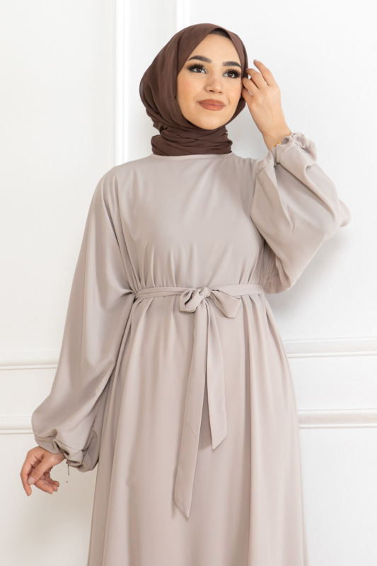 Balon kol standart elbise Taş - 9021 - 4