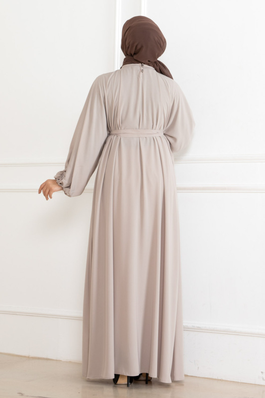 Balon kol standart elbise Taş - 9021 - 6