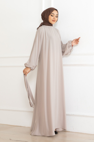 Balon kol standart elbise Taş - 9021 - 10