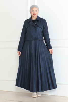 CEKETLİ SÜET TAKIM & Lacivert- 3010 - Kadeem Giyim