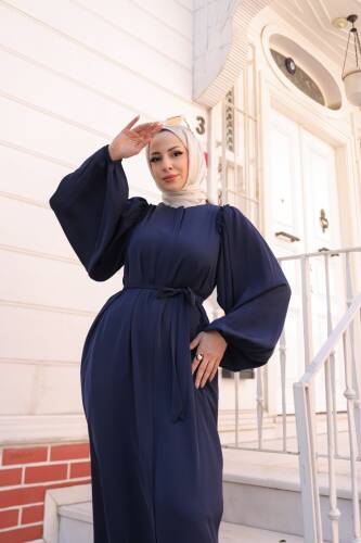 EL-NAZ ABAYA Lacivert - 1007 - 4