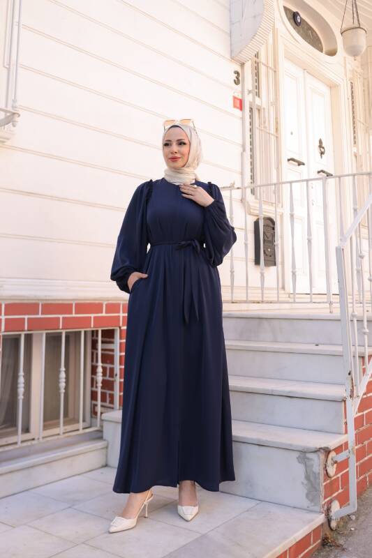 EL-NAZ ABAYA Lacivert - 1007 - 5