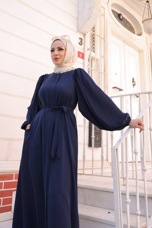 EL-NAZ ABAYA Lacivert - 1007 - 6