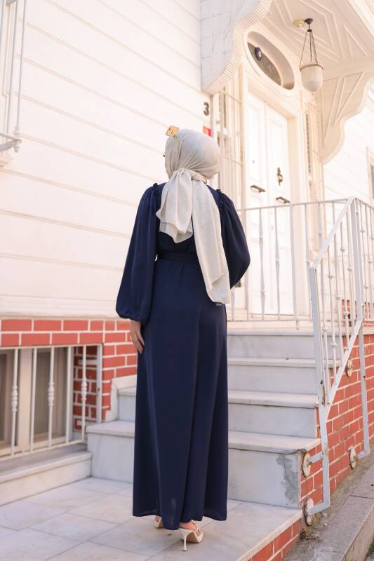 EL-NAZ ABAYA Lacivert - 1007 - 9