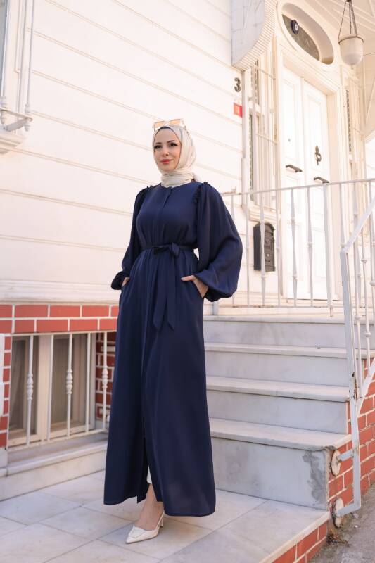 EL-NAZ ABAYA Lacivert - 1007 - 7
