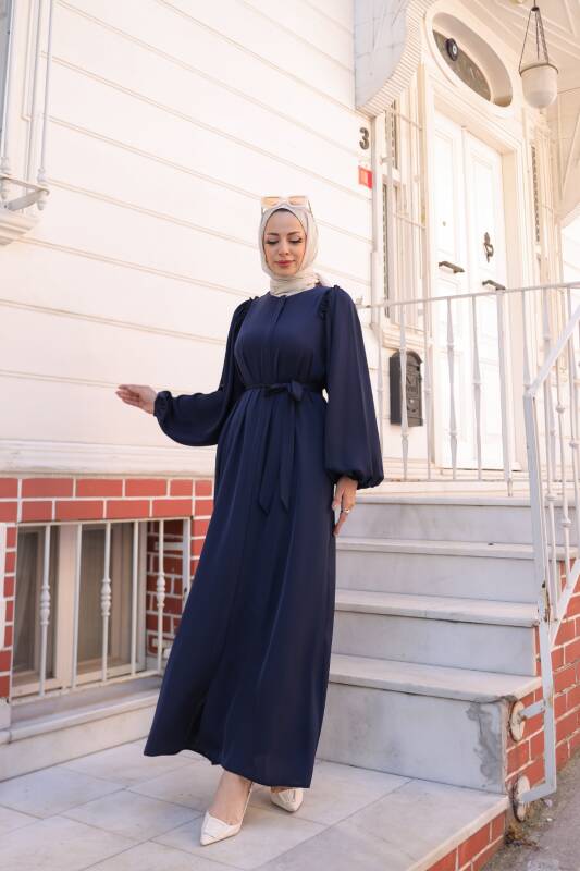EL-NAZ ABAYA Lacivert - 1007 - 1