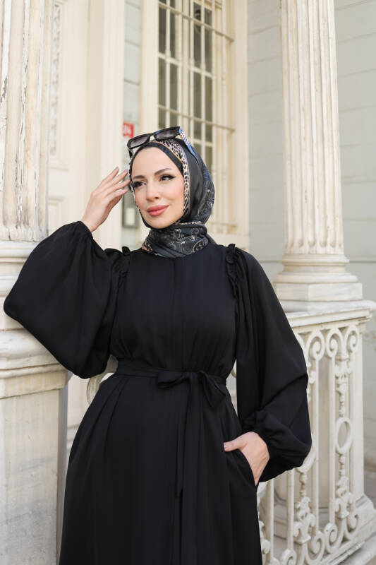 EL-NAZ ABAYA Siyah - 1007 - 5