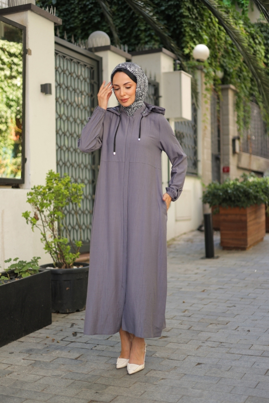 Ela Fermuarlı Kap Gri - 422503 - 1