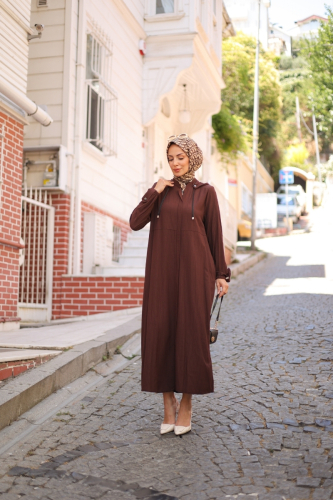 Ela Fermuarlı Kap Kahverengi - 422503 