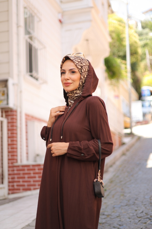 Ela Fermuarlı Kap Kahverengi - 422503 - 2
