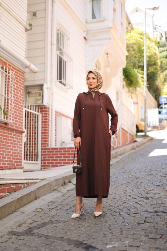 Ela Fermuarlı Kap Kahverengi - 422503 - 5