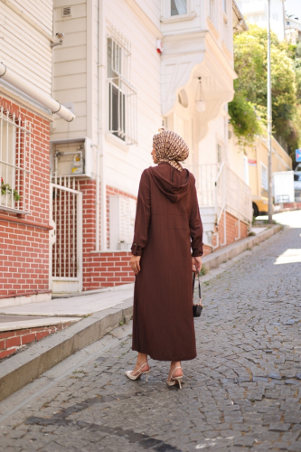 Ela Fermuarlı Kap Kahverengi - 422503 - 6