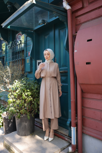 Esma İkili Takım Bej - 3013 - Kadeem Giyim