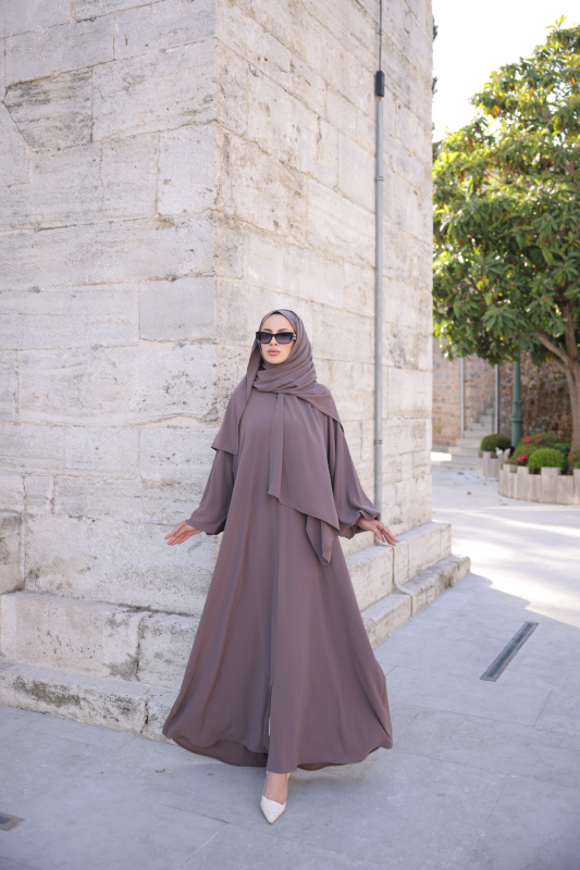 FÜRUZAN ABAYA-Vizon - 9014 - 4