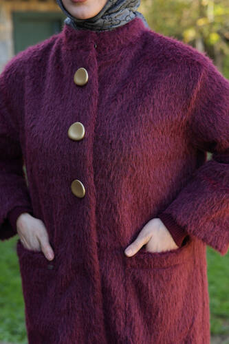 Hasra Fox Kumaş Astarlı Ribanalı Uzun Tesettür Kaban - 7008 - Kadeem Giyim (1)