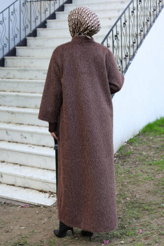 Hasra Fox Kumaş Astarlı Ribanalı Uzun Tesettür Kaban - 7008 - 7