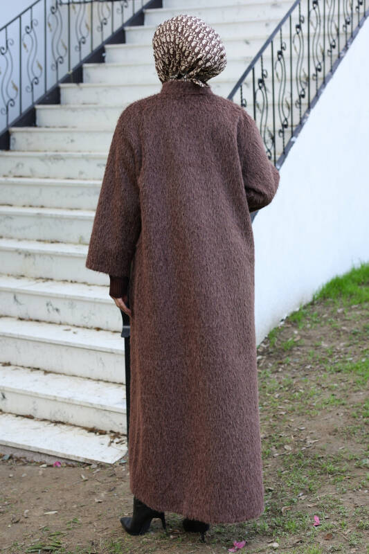 Hasra Fox Kumaş Astarlı Ribanalı Uzun Tesettür Kaban - 7008 - 7