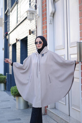 KAŞE KIŞLIK KAŞE PANÇO Krem - 2001 - Kadeem Giyim (1)