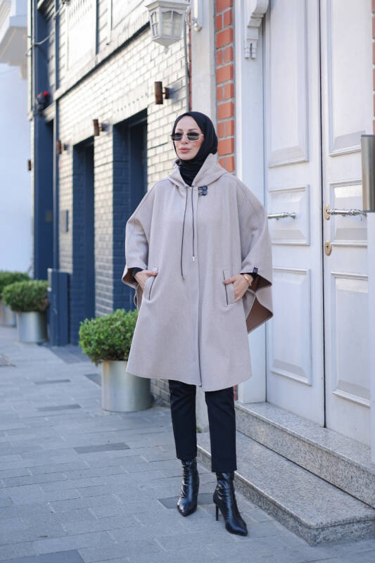 KAŞE KIŞLIK KAŞE PANÇO Krem - 2001 - 1