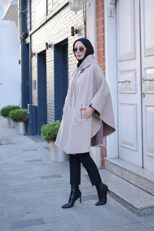 KAŞE KIŞLIK KAŞE PANÇO Krem - 2001 - 5