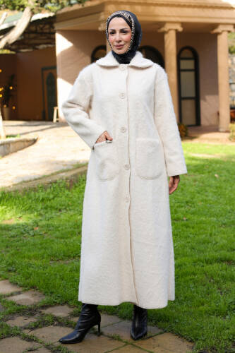 Mavera Fox Kumaş Uzun Tesettür Kaban – 7009 - Kadeem Giyim