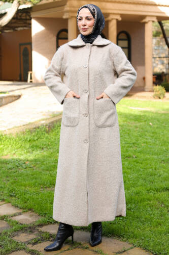 Mavera Fox Kumaş Uzun Tesettür Kaban – 7009 - Kadeem Giyim (1)