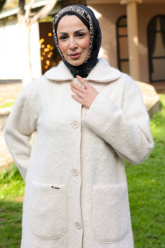 Mavera Fox Kumaş Uzun Tesettür Kaban – 7009 - 4