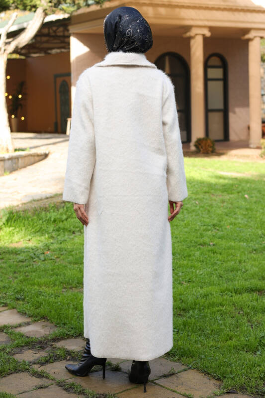 Mavera Fox Kumaş Uzun Tesettür Kaban – 7009 - 5