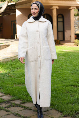 Mavera Fox Kumaş Uzun Tesettür Kaban – 7009 - 6