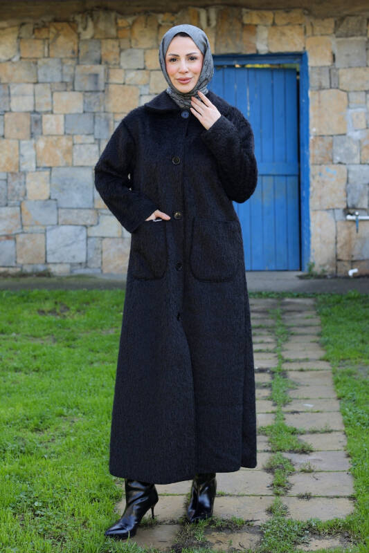 Mavera Fox Kumaş Uzun Tesettür Kaban – 7009 - 1