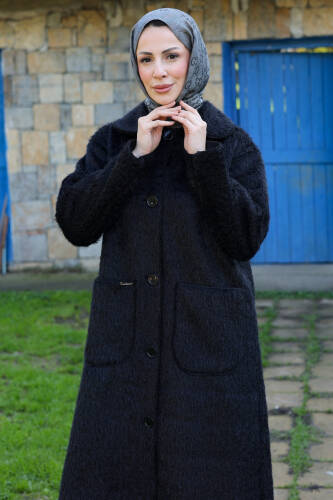 Mavera Fox Kumaş Uzun Tesettür Kaban – 7009 - 4